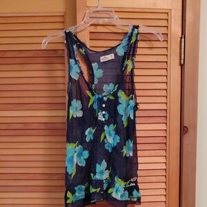 Hollister Blue Green Filmy Tank Top